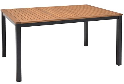 METRO Professional Outdoor Bistrotisch Lynx, Aluminium/Eukalyptusholz, 137 x 90 cm, Wetterbeständig, Rechteckig, Natur/Schwarz