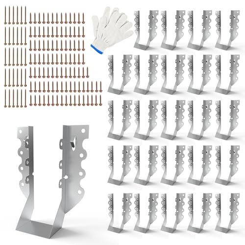 25 Pack 2x6 Joist Hangers with Screws, Galvanized Face Mount Rafter Brackets for Wood, Hurricane Ties for Rafters and Deck Connectors for Floor Shed Barn Coop Porch Truss Deck and Ceiling Joists
