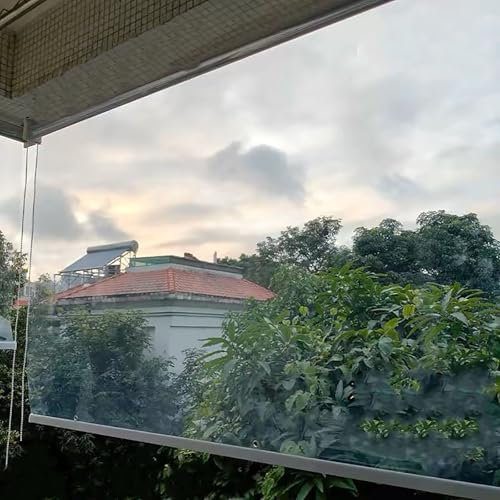 Koncey Tende Rullo Trasparente per Esterni, Plastica in PVC Tapparella Avvolgibile Antipolvere, Tende Avvolgibili Antipioggia per Balcone per Interni/Esterni Cucina, Camera(100 x 150 CM)