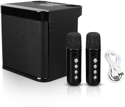 Karaoke Speaker, Carao Maker Bluetooth Speaker with 2 Wireless Microphones for Home Party Camping