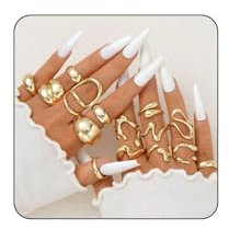 FloralGrace 15-teiliges Goldring-Set, klobig, vergoldet, stapelbar, Statement-Ringe, Damen-Goldschmuck, klassischer Stil, Verlobungsanlass