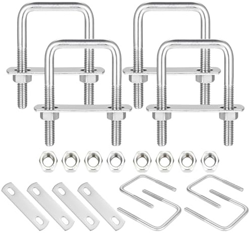 Bügelschraube,U-Bolzen aus Edelstahl M8 x 40 x 65 mm mit Mutter und Unterlegscheibe für Wohnmobil, Anhänger, Boot, Rohrbefestigung (4er-Pack)