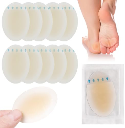 10 Stück Blasenpflaster Ferse，Ferse Hydrokolloid Pflaster，Wasserdicht Gel Pflaster, Ferse Blasenpflaster set, Vorfuß Ferse Fersenschutz, Linderung von