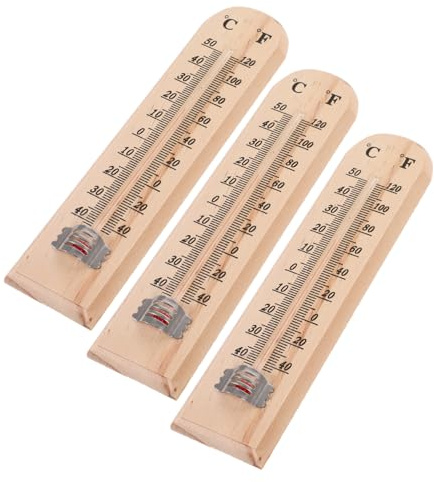iplusmile Termometro in Legno Per Interni Ed Esterni, Strumento Di Misurazione Della Temperatura Sospeso, 3 Pezzi Numeri Chiari Per Uso Domestico e Ambienti Vari