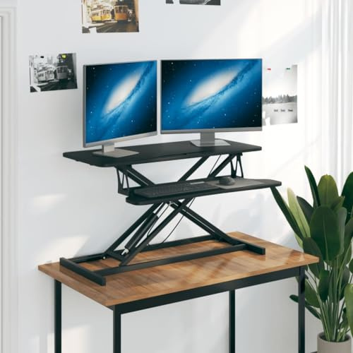 Qnhdfrt Höhenverstellbarer Schreibtisch Gaming 90x40x50 cm Schwarz aus Stahl und Holzwerkstoff Elektrisch Modernes Design für Home Office Wohnzimmer Jugendzimmer und Gaming Zimmer