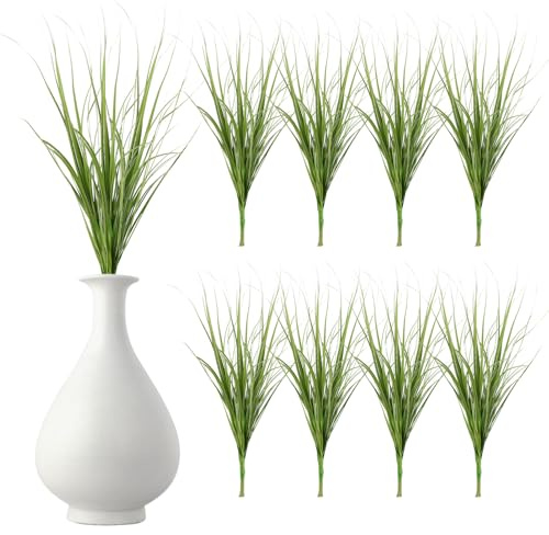 Künstliche Pflanzen Outdoor 12 Stück aus Kunststoff Grün, Naturgetreu | Dekopflanzen für Home Deko und Marktpräsentation, Leicht, Bruchsicher, Kindgerecht