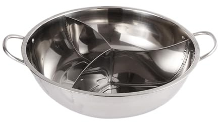 Gralara Pentola per zuppa in acciaio inossidabile con 3 scomparti, pentola multiuso per la casa, 36 Cm