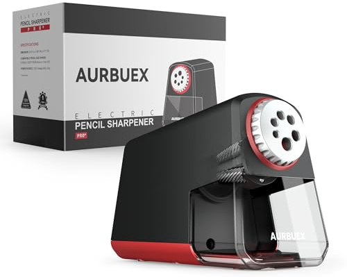 Aurbuex Heavy Duty Electric Pencil Sharpener S280, 3s Fast Sharpening, Dual Cutter Design, Zinc Alloy Blade for 12,000+ Sharpenings, Auto Start/Stop, for 6–12 mm Pencils, Classroom & Office Use