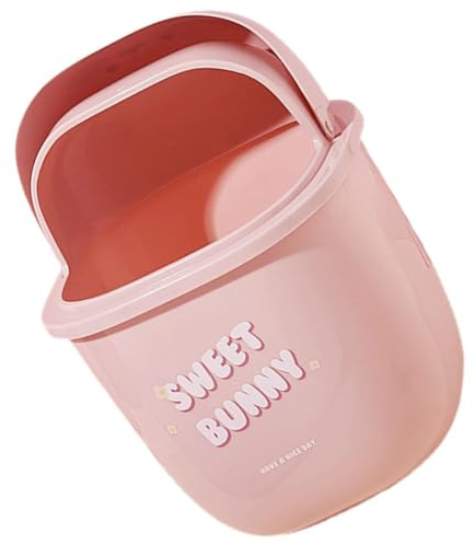 LALAFINA Poubelle de Bureau Mini en Plastique Couvercle Poubelle de Bureau Compacte Rose Motif Lapin Corbeille à Papier et Chambre Anti-Odeurs 1 Pièce