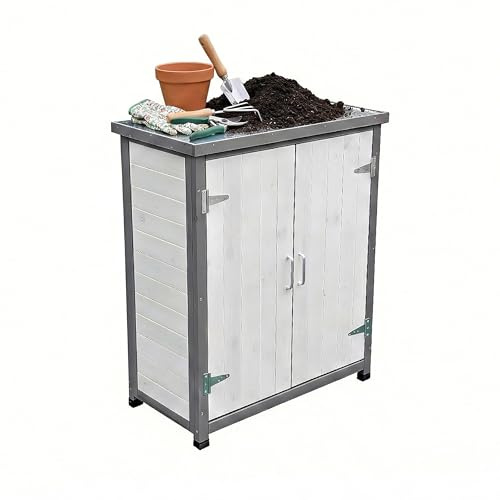 Relaxdays Pflanztisch mit Unterschrank, Holz, verzinkte Arbeitsplatte, HxBxT: 90 x 75 x 40 cm, Gartenschrank, Farbwahl
