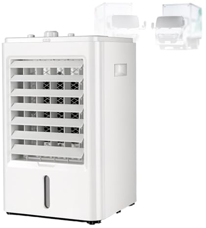 DzkZen Mini Aire Acondicionado PortáTil para Autocaravanas, Enfriador Evaporativo con Control Remoto, 3 Velocidades De Viento Y Temporizador, para Autocaravanas Y Camiones 12V