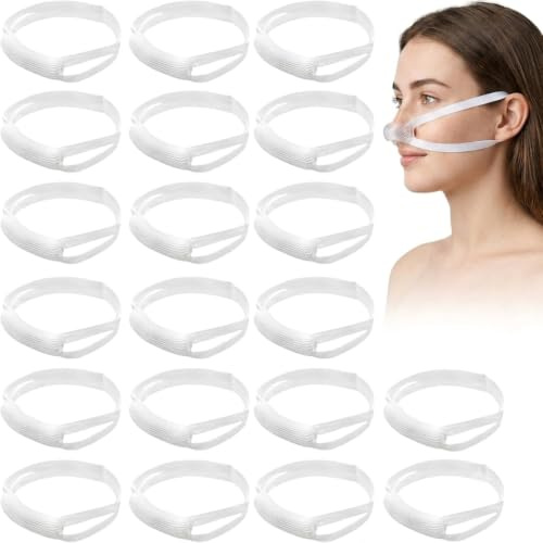 Vendas elásticas para la nariz, 20 vendajes nasales, soporte para vendaje nasal, tapón de sangrado de nariz para postcirugía con bucles, vendajes externos de malla nasal para heridas para cambio de