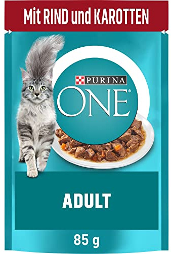 PURINA ONE Katzennassfutter, hochwertige Katzennahrung, reich an Vitaminen und Mineralstoffen, 24er Pack (24 x 85 g Beutel)