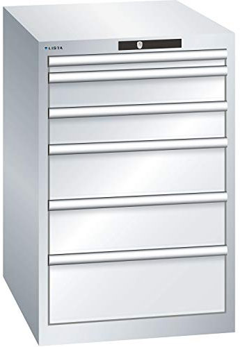Lista Schubladenschrank 27x36E 564x725x850mm Key Lock RAL 7035 6 Laden 75kg