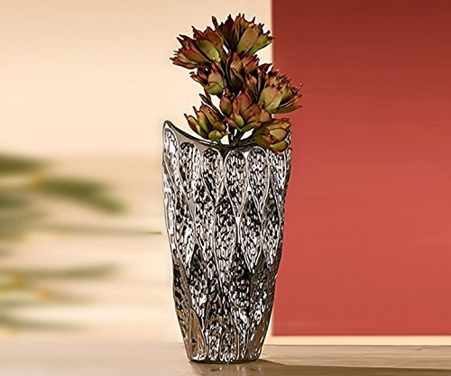 GILDE Deko Vase 'Gota', 40 cm, Platin