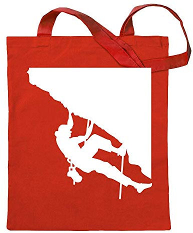 Kiwistar - Baumwolltasche - rot - Klettern Kletterer Figur - Tragetasche Stoffbeutel Umhängetasche Langer Henkel