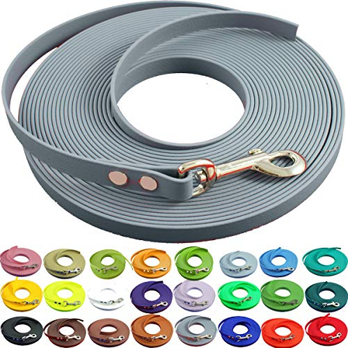 bio-leine leichte 9mm Biothane Schleppleine ohne Handschlaufe - 3 bis 25m I für kleine Hunde, 3m in Grau I schmutzabweisende & Wasserabweisende Hundeleine Leine