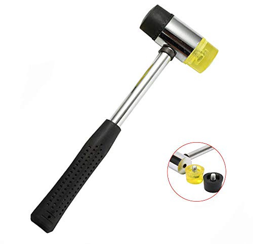 Rubber Hammer Mallet SUPERTOOL Soft Rubber Hammer Nylon Dual Head Replaceable Hammer with Non-Slip Rubber Handle for Jewelry DIY Craft (35MM)