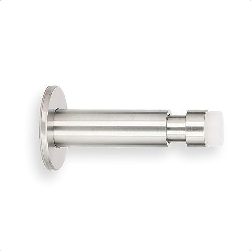 EVI HERRAJES Verstellbarer Türstopper aus Messing, Dual-Installation (Weißer Gummi)