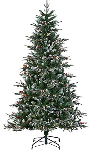 WeRChristmas Pre-Lit Frosted Norwegian Spruce Christmas Tree, 500 Warm White LED Lights, Green, 7 ft / 2.1 m,WRC-10028