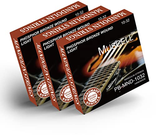 MUSCELL Mandolinensaiten, Musizier-Zubehör, handgefertigt, Phosphor-Bronze, 8-saitig, 3 Packungen leicht, PB-MND-1032