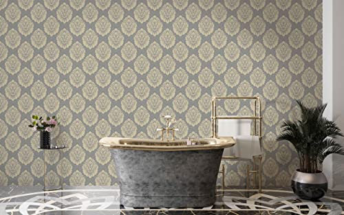 Myphotostation - Papel pintado de arte moderno para despegar y pegar, extraíble, autoadhesivo, metálico, vintage, calcomanías de pared, papel tapiz de flores de 20 pulgadas de ancho x 124 pulgadas de