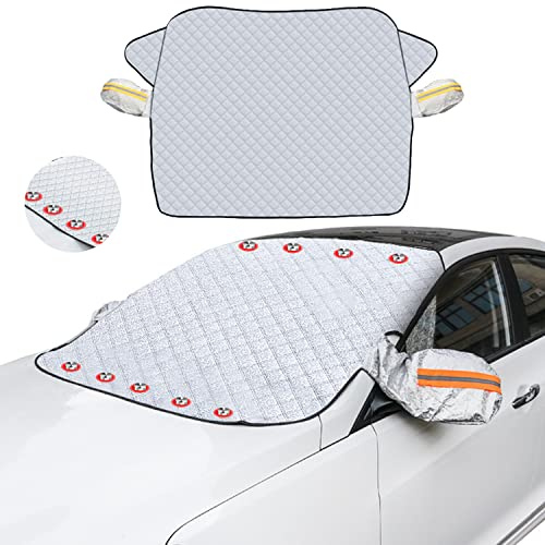 Aohcae Car Windscreen Cover, 67x56 Inch Car Windshield Cover with Magnet Frost Guard Waterproof, Snow, Ice, Frost Winter Car Snow Cover Fits Most Van & Suv Car Windshield Sun Shade