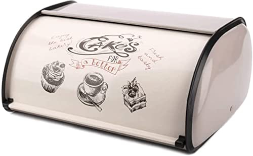 ABGRC Cocina Panera Panera Europea, panera de Metal con Tapa Enrollable, contenedor de Almacenamiento de Pan para encimera de Cocina, Soporte Creativo para Pan Minimalista