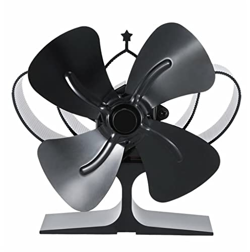 Termoventilatore a 4 Pale Stufa a Legna di Piccole Dimensioni Bruciatore a Legna a Legna Silenzioso Ventilatore per Camino Domestico (Color : Black Size : 180x160x80mm)