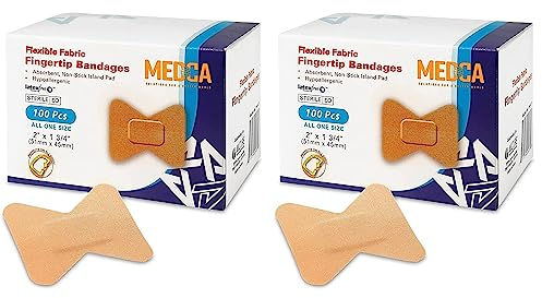Flexible Fabric Plasters - Flex Fabric Adhesive Plasters Finger-Tip Plasters for Finger Care and to Protect Wounds from Infection - (200 Count)