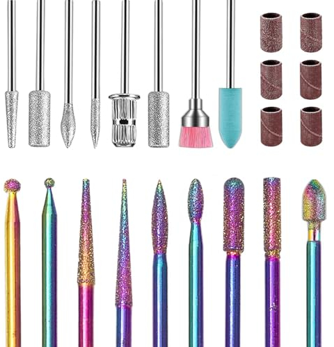 EUDUQ 17 punte per fresa per unghie, in carburo di tungsteno, punta professionale per unghie per manicure e pedicure