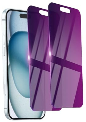 Ifaeveus 2 Pack Privacy Screen Protector for iPhone 15 Plus Tempered Glass 6.7inch Private Glass Anti-Spy Anti-Blue Light Eye Protection Anti-Scratch Full Coverage No Bubble