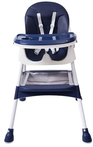 HarBin-Star Hochstuhl für Baby, Kinderhochstuhl Ab Geburt Mit Tablett für Essen, Höhenverstellbar, Einfach Zu Reinigen, 78x60x94 cm (Blau)