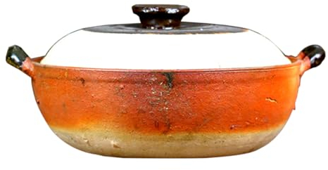 BURLOE Terracotta Baking Pot, Ceramic Casserole Clay Pot Clay Cooking Pot Creation Soup Open Flame of High-Temperature-Resistant Unglazed Porridge Stew,1.5L
