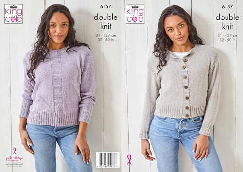 King Cole Damen-Strickmuster 6157, Doppelstrickpullover und Strickjacke, 81 cm – 127 cm