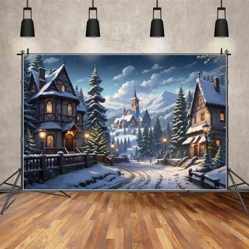 Kulisse Weihnachtsdorf Bergkiefer Hintergrund Haus Home Schnee Berg Straße Fotoanruf Dekoration Shooting Gegenstände Fotografie Hintergrund