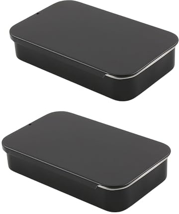 Vagocom 2Pcs Portable Floss Picks Dispenser, Empty 3.19 * 2.05 * 0.63inch / 8.1 * 5.2 * 1.6cm Modern Industrial Tinplate Floss Pick Holder Boxes for Travel, Purse Essentials(Black)