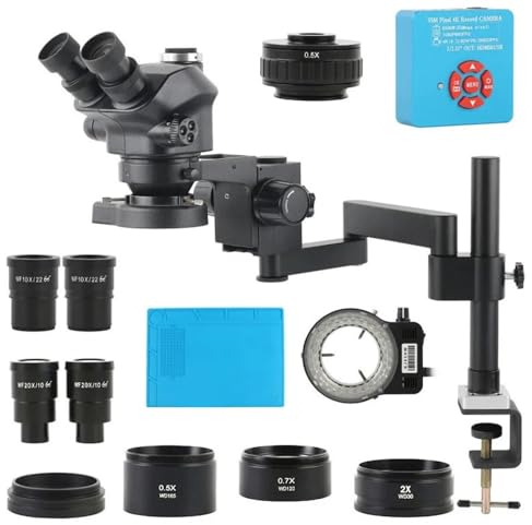 Mikroskop-Zubehör-Kit 3,5X-200X Zoom Stereo Trinokular Mikroskop Klemme Klapp Verlängerung Typ Basis + 48MP 55MP 4K 2K HDMI USB VGA Digitale Videokamera Mikroskopische Objektträger (Size : 55MP 4K 2K