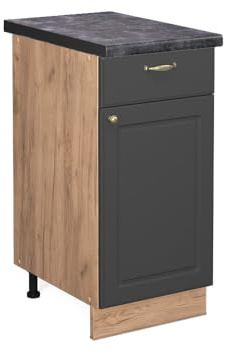 Vicco Küchenunterschrank Fame-Line, Anthrazit-Gold, 40 cm, AP Anthrazit, zur Kombination mit weiteren Modulen der Fame-Line Serie