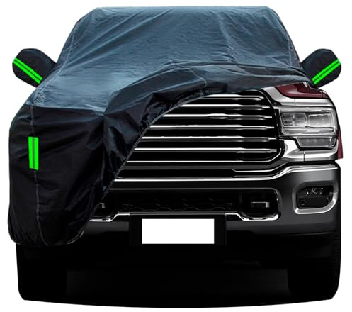 WOLWES wasserdichte Autoabdeckung geeignet für 2001-2024 Dodge RAM,Hagelschutz Autoabdeckung, Outdoor volle Abdeckung Regen, Sonne und UV-Schutz