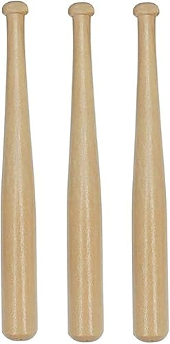 3Pcs Wood 150mm Mini Baseball Bats Unfinished Small Wooden Bats Wood Baseball Bats Baseball Softball Stand Display with Wooden Ring for Painting DIY Craft Projects Baseball Sports