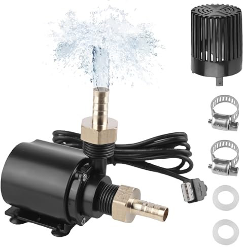 Conjunto de bomba de agua USB de rosca externa, bombas sumergibles 500L/H 4W, bomba de acuario USB, pequeña bomba de fuente con cable de 1,5 m, 2 boquillas de latón, mini bomba de agua
