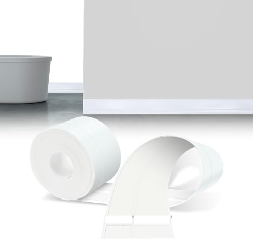 LIHIQIYA Flexible Skirting Board Self-Adhesive White 6 m PVC Skirting Board, Flexible Plinth, Flexible Baseboard, Suitable for Kitchen and Bathroom, Self-Adhesive PVC Corner 23 x 32 mm