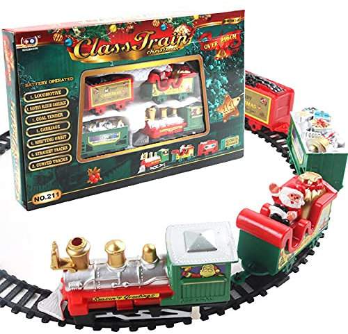 Christmas Train Set, Electric Train Sets for Boys Girls 3+ Years Old, Electric Railway Train Set Interesting Santa Claus Train Ornament Easy to Assemble and Play & Nice Christmas Memory for Kid Gift