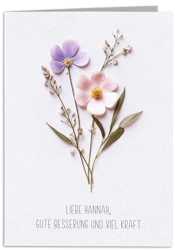 Genesungskarte gute Besserung Karte personalisiert Genesungsgeschenke Frau Geschenk Genesung Grußkarte Blumen Klappkarte mit Umschlag 10,5 x 14,8 cm