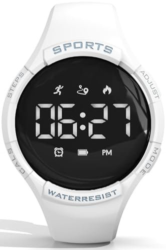 findtime Schrittzähler Uhr Damen Herren Digital Uhr Armband Fitnessuhr ohne App und Handy Digital Armbanduhr Sportuhr Kalorienzähler Entfernung Fitness Tracker Kinder Uhren für Jungs Wecker Laufuhr