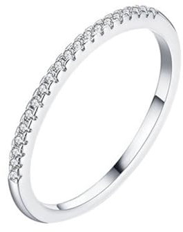 Whoiy Trauringe Damen Weißgold 585, Eheringe Halbe Ewigkeit 14k Echt Gold Moissanit Verlobung Ringe für Frauen Gr. 60 (19.1)