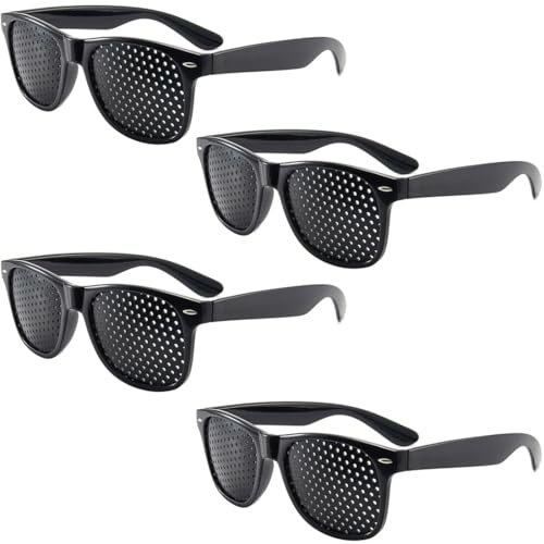 PNPGDYK 4 Pezzi Occhiali Stenopeici, Pinhole Glasses Occhiali a Foro Stenopeico Occhiali a Griglia Occhiali Buco Nero per Ginnastica Oculare per Migliorare la Vista e il Benessere Oculare