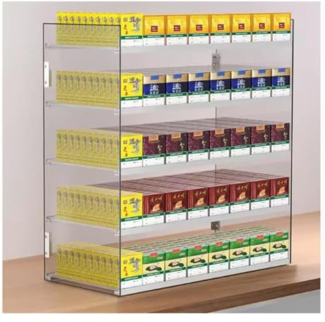 SFQEVHRZ Zigarettenständer, Zigarettenständer, wandmontierter Zigarettenständer, durchsichtiger Zigarettenetui-Schieberständer(43x16x51.6cm)