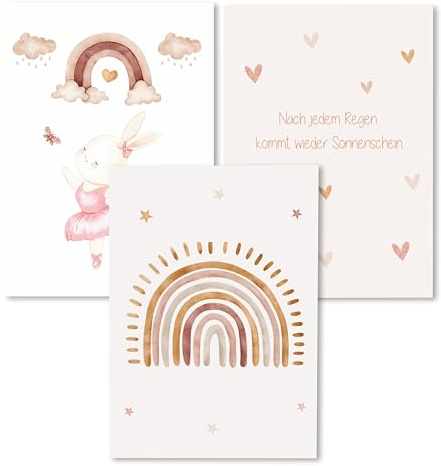 Kidsmood - Affirmationsposter für Kinderzimmer - Ermutigende bilder fürs Kinderzimmer Mädchen & Jungen – Babyzimmer Deko – Wandbilder Tiere für Kinderzimmer deko [Regenbogenhoffnung |21x30 cm ]